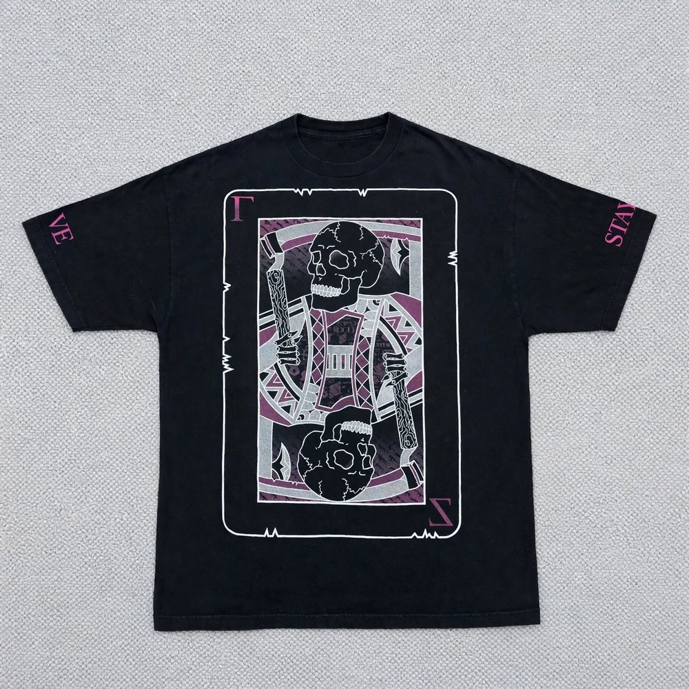 Rogue Status Skeleton King Playing Card T Shirt Mens XL Black Stay Live Sleeves